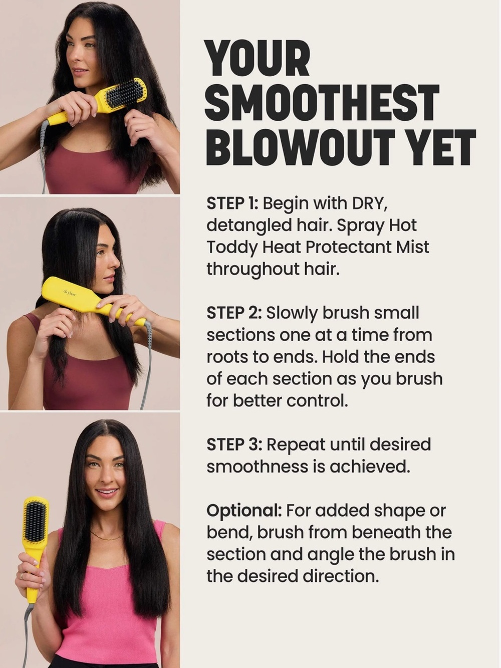 Drybar The Baby Brush Crush Yellow Mini Heated Straightening with Gray Bristles - Picture 12 of 12